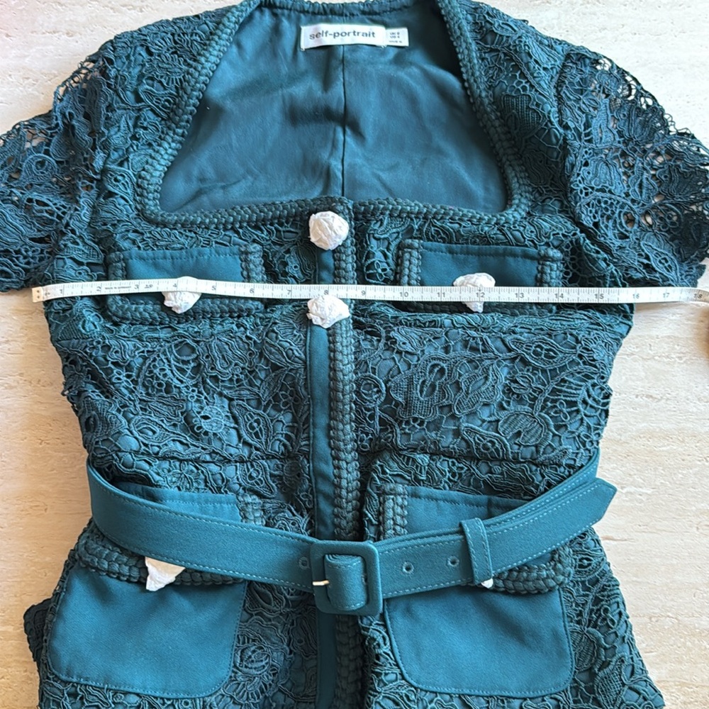 self portrait TEAL LACE BODICE MIDI DRESS - Picture 12 of 16